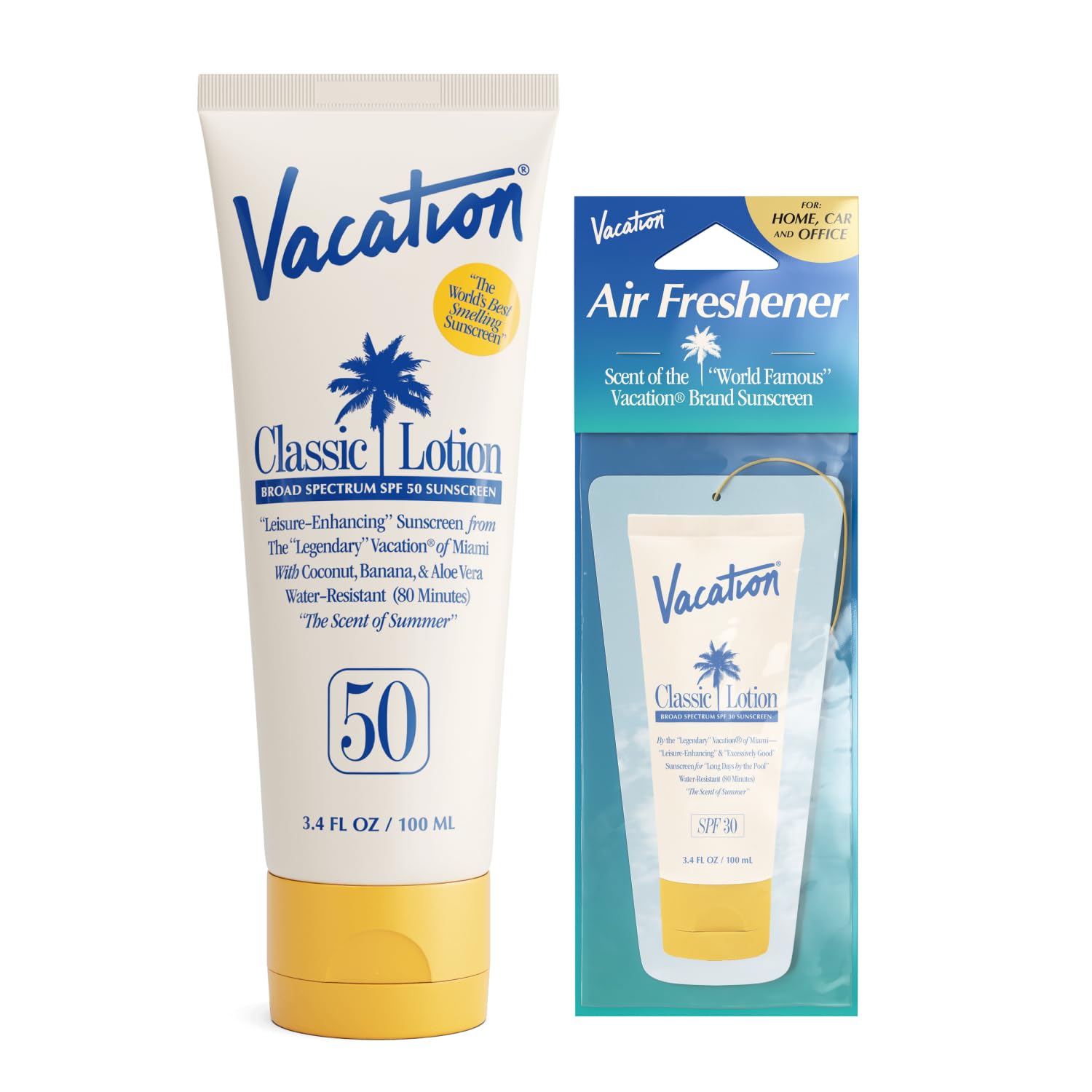 Vacation Classic Sunscreen Lotion SPF 50 & Air Freshener Bundle