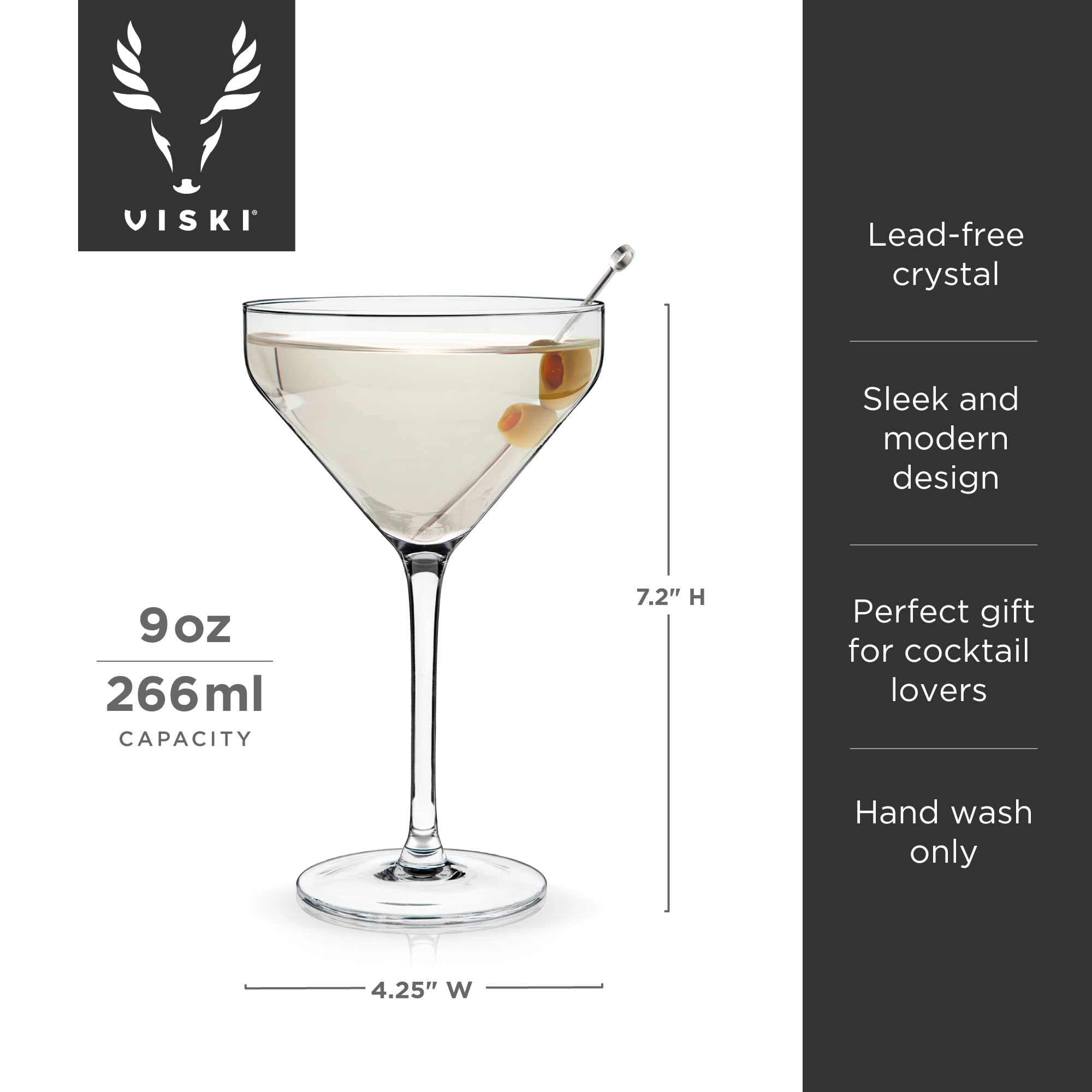 Viski Angled Martini Glass - Set of 2