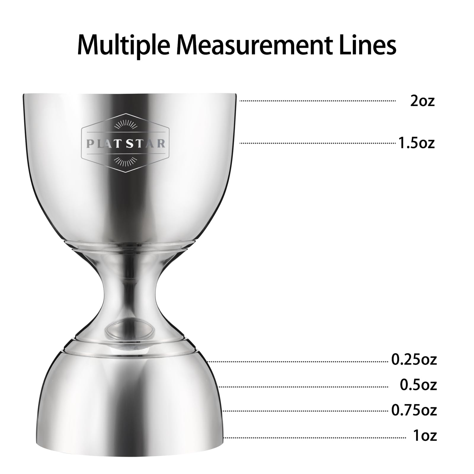 Plat Star Cocktail Measuring Jigger 2 oz 1 oz Stainless Steel