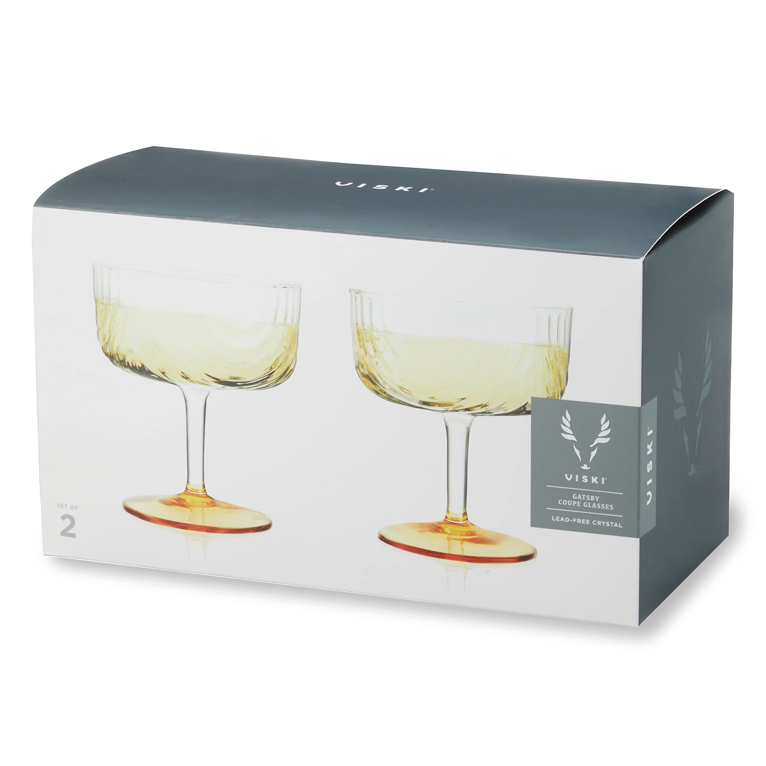 Viski Gatsby Coupes, Stemmed Cocktail Glasses Set of 2