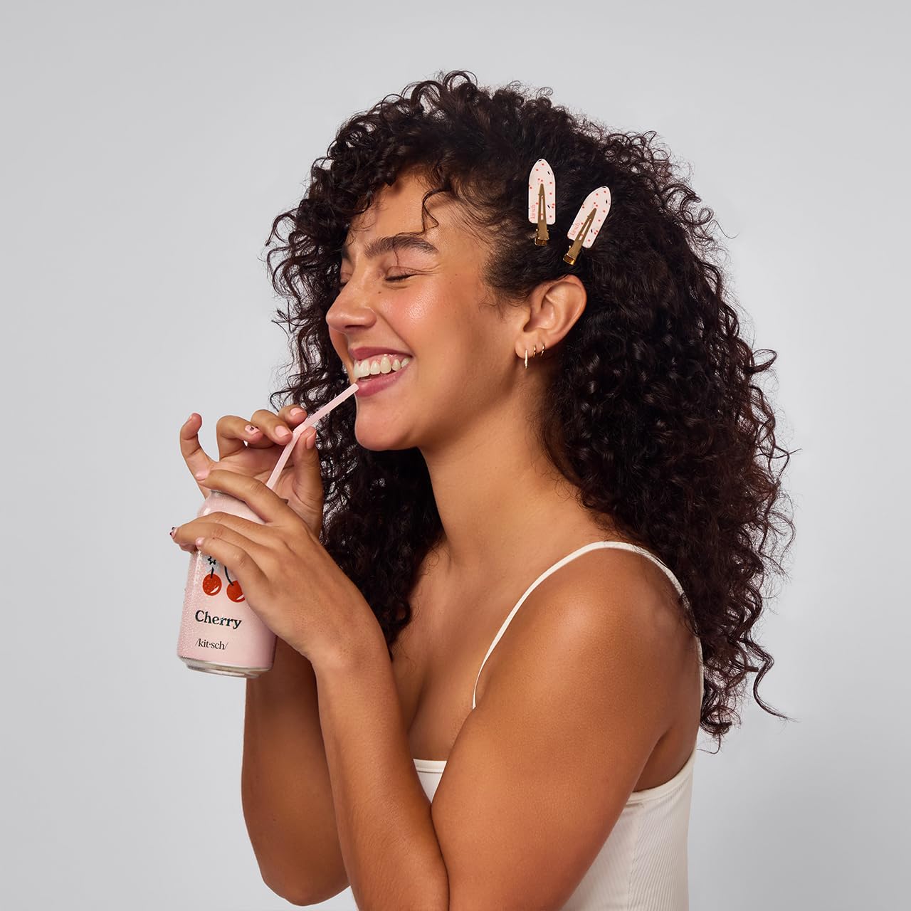 Kitsch Creaseless Hair Clips for Women - Cherry Print