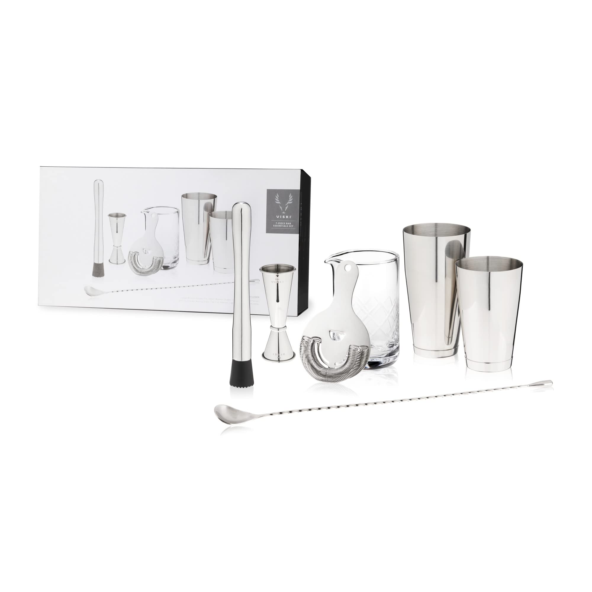 Viski Metallic Cocktail Shaker Set 7pcs Kit