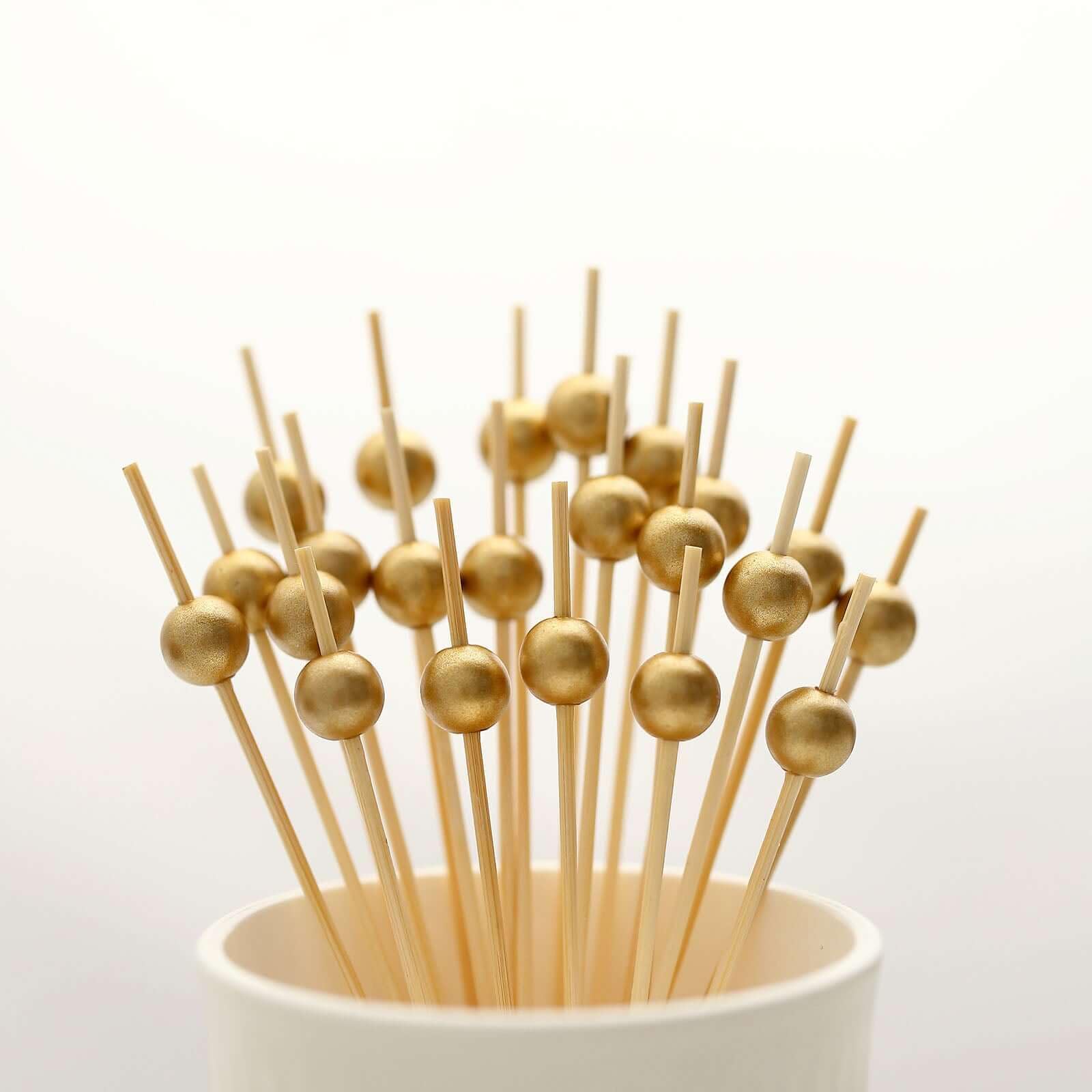 Efavormart Eco Friendly Party Picks with Gold Pearls