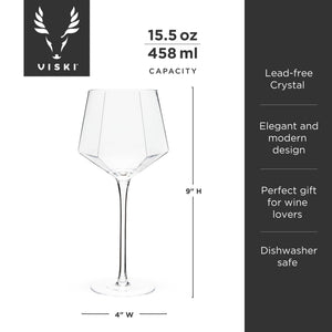 Viski Seneca Modern Wine Glasses - Long Stem Wine Glass Set of 2