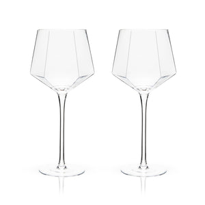 Viski Seneca Modern Wine Glasses - Long Stem Wine Glass Set of 2