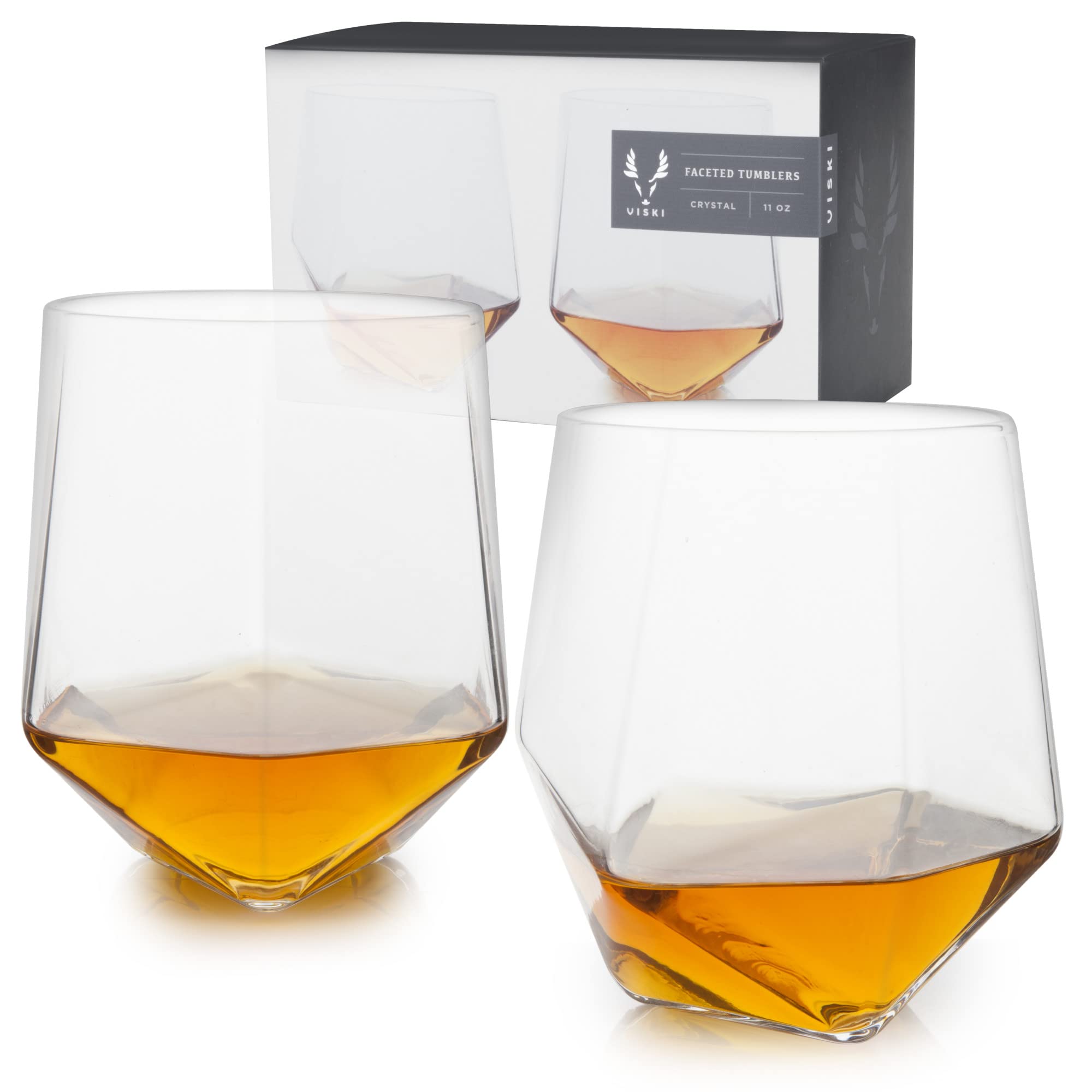 Viski Seneca Faceted Crystal Tumblers Set of 2