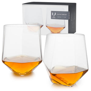 Viski Seneca Faceted Crystal Tumblers Set of 2