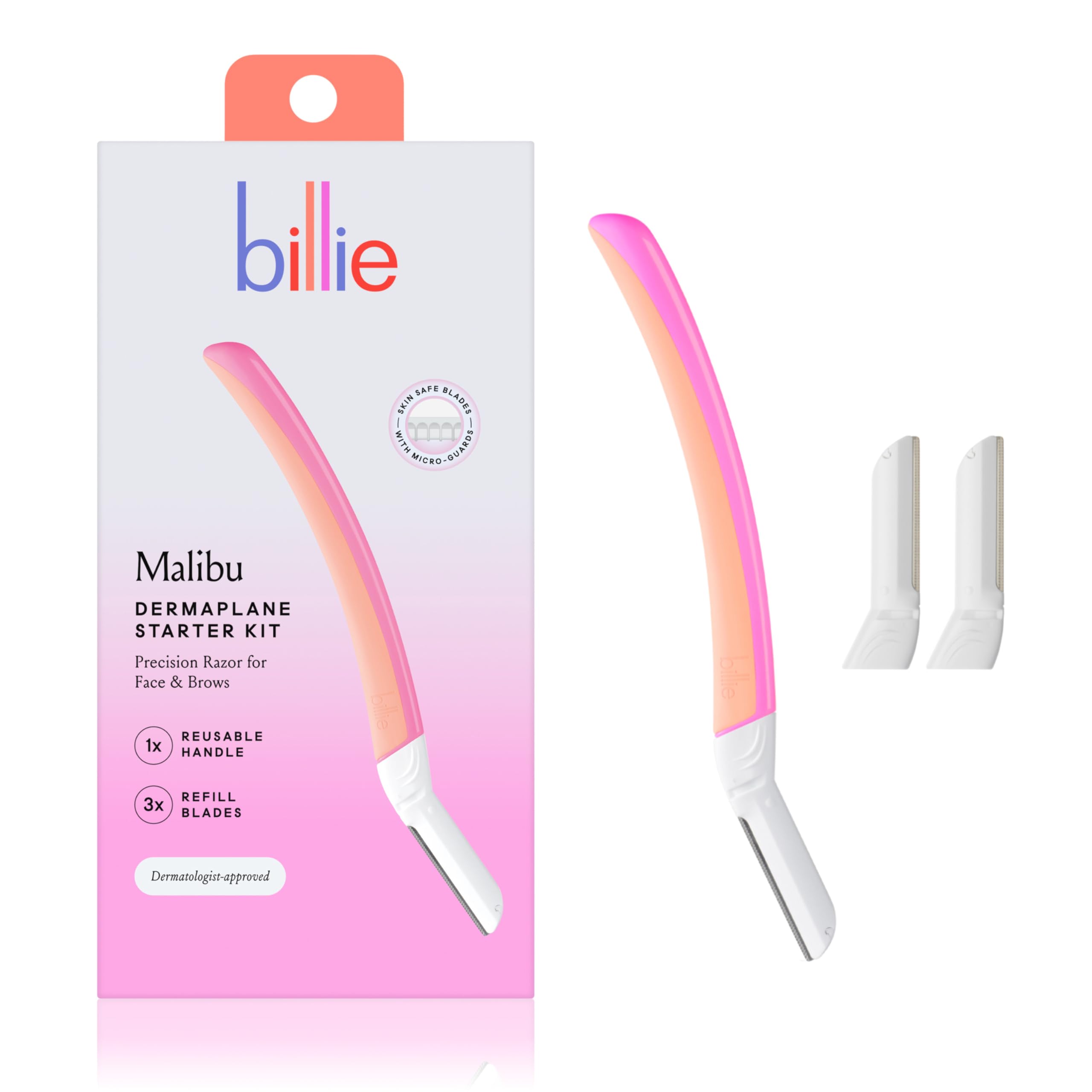 Billie - Dermaplane Starter Kit - Reusable Handle + 3 Refill Blades