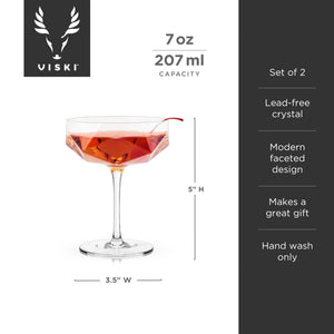 Viski Faceted Coupe Glasses set of 2
