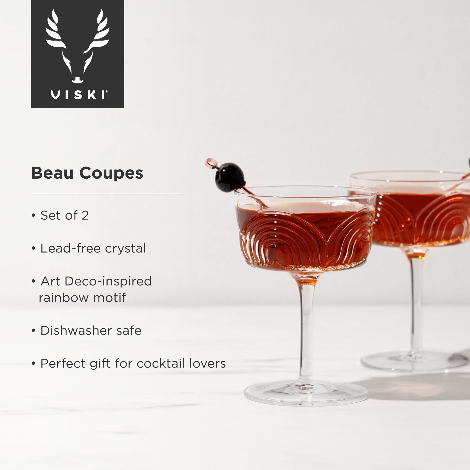 Viski Beau Cocktail Coupe Glasses Set of 2