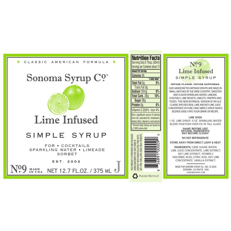 Sonoma Syrup Co Lime Simple Syrup