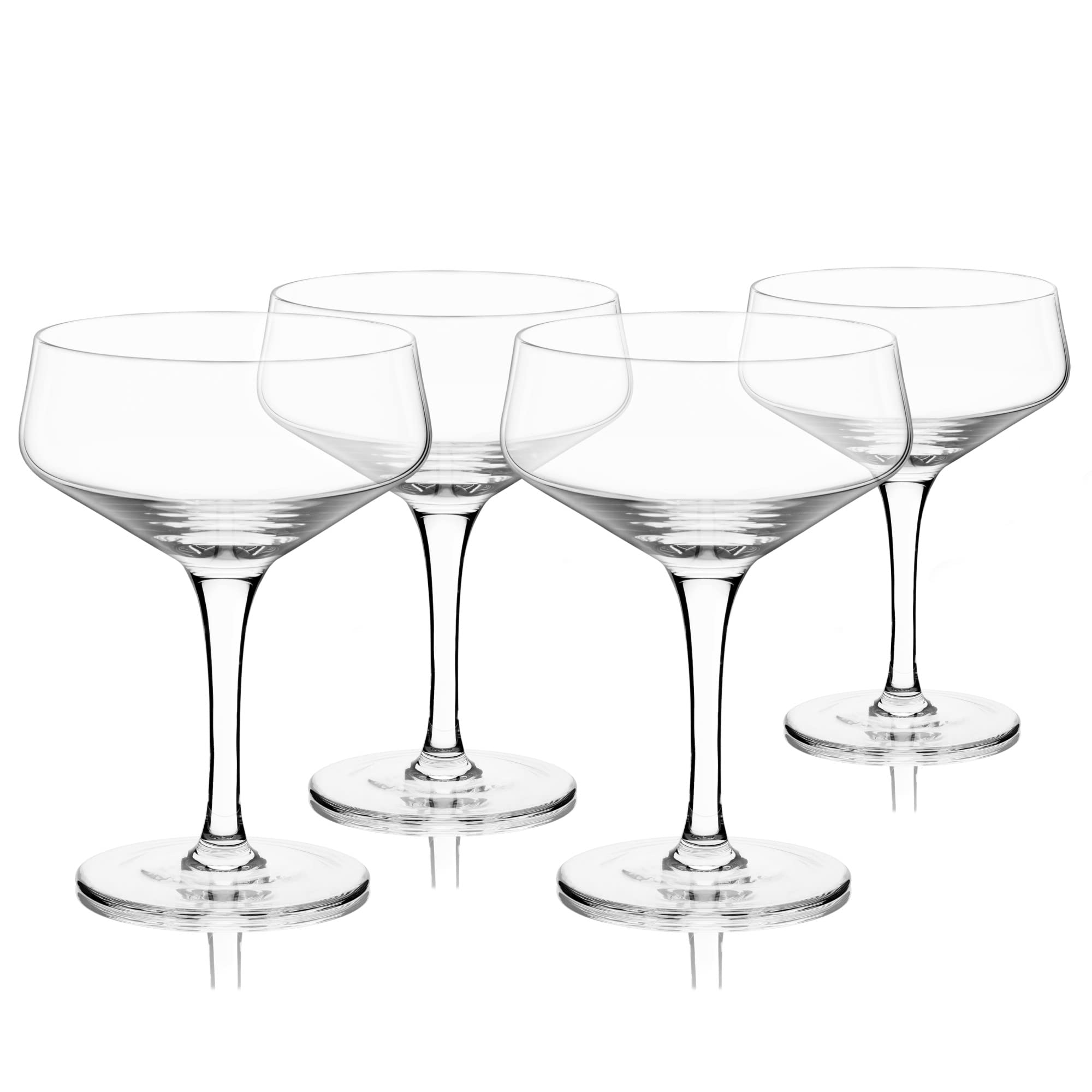 Viski Raye Angled Stemmed Crystal Coupe Cocktail Glass - Set of 4