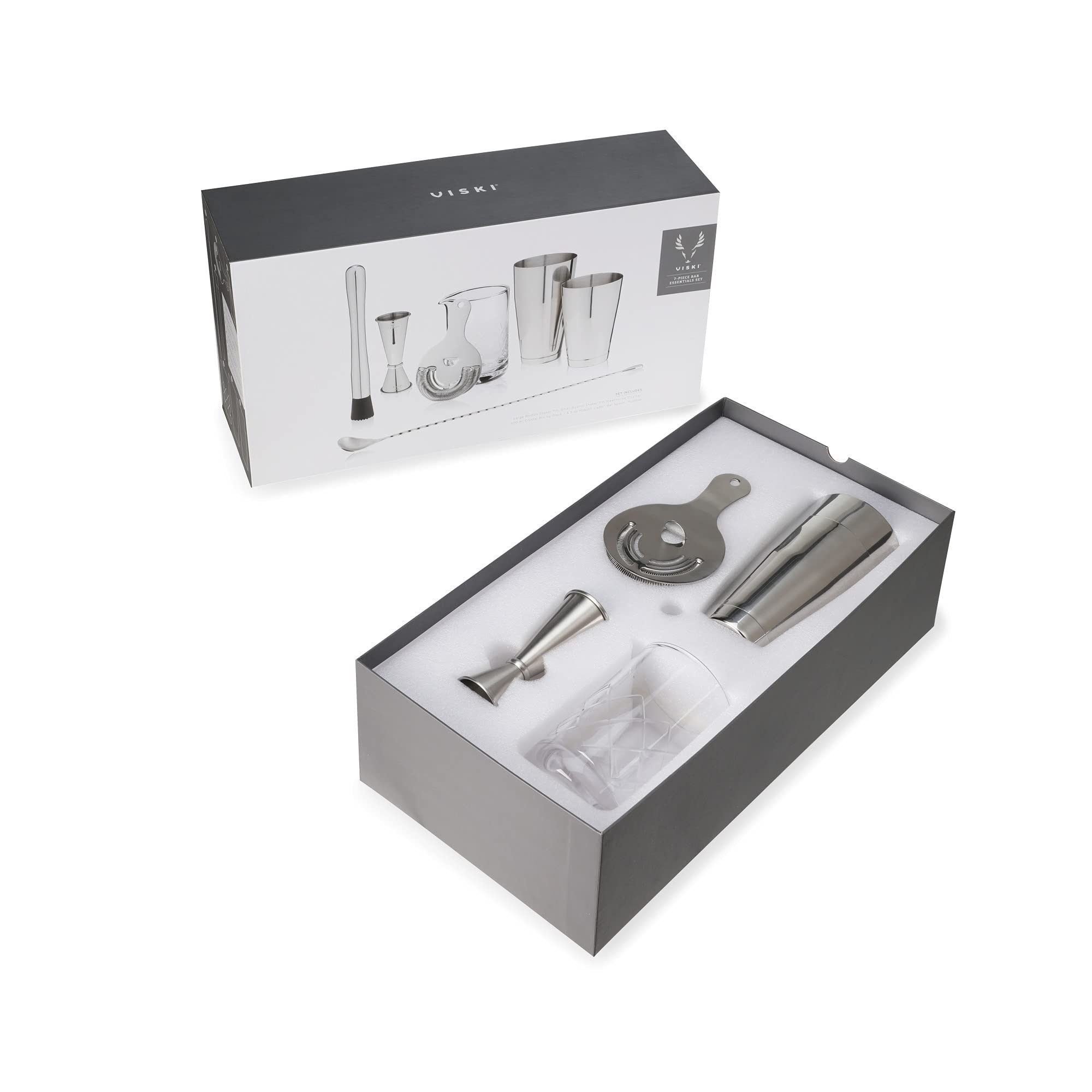 Viski Metallic Cocktail Shaker Set 7pcs Kit