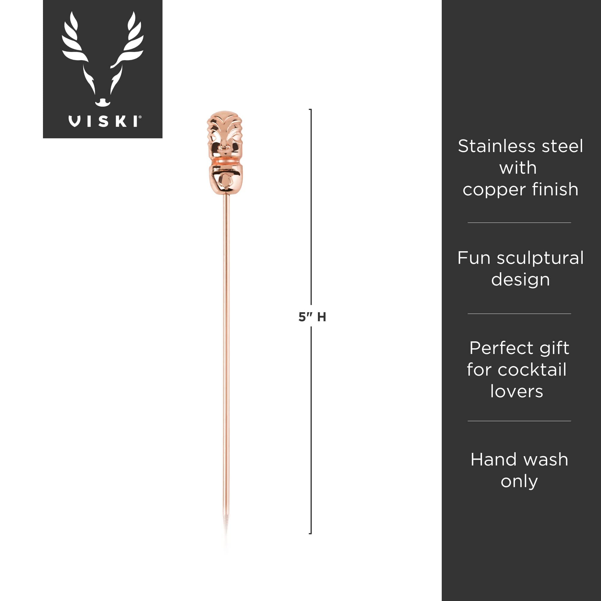 Viski Copper Tiki Cocktail Picks - Set of 4