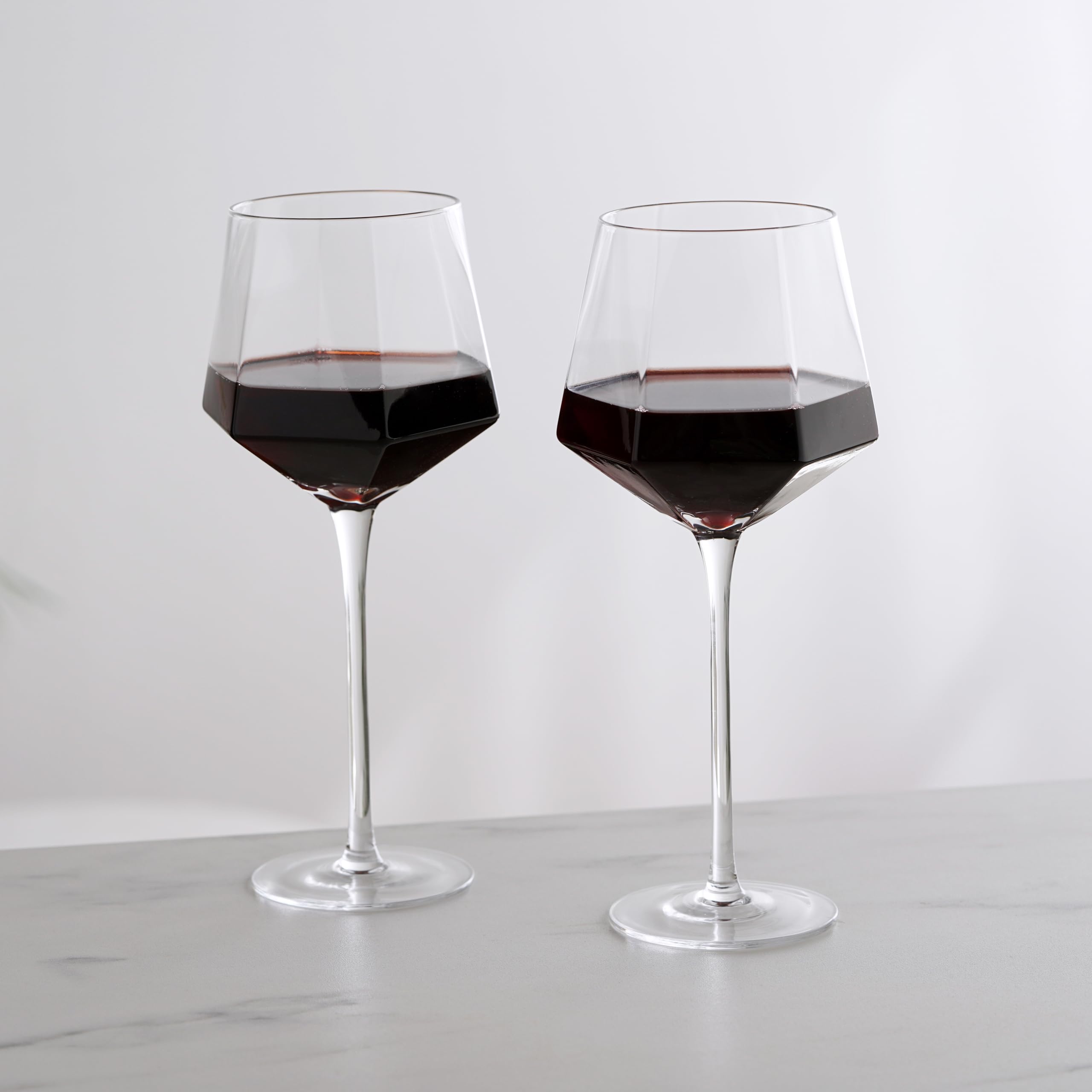 Viski Seneca Modern Wine Glasses - Long Stem Wine Glass Set of 2
