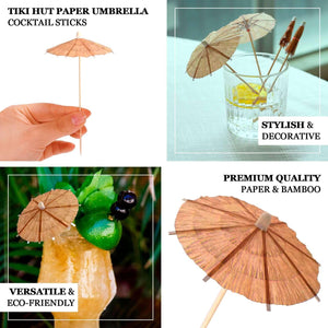 Efavormart Natural Biodegradable Tiki Hut Paper Umbrella Cocktail Sticks