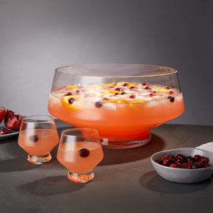 Viski Footed Glass Punch Bowl