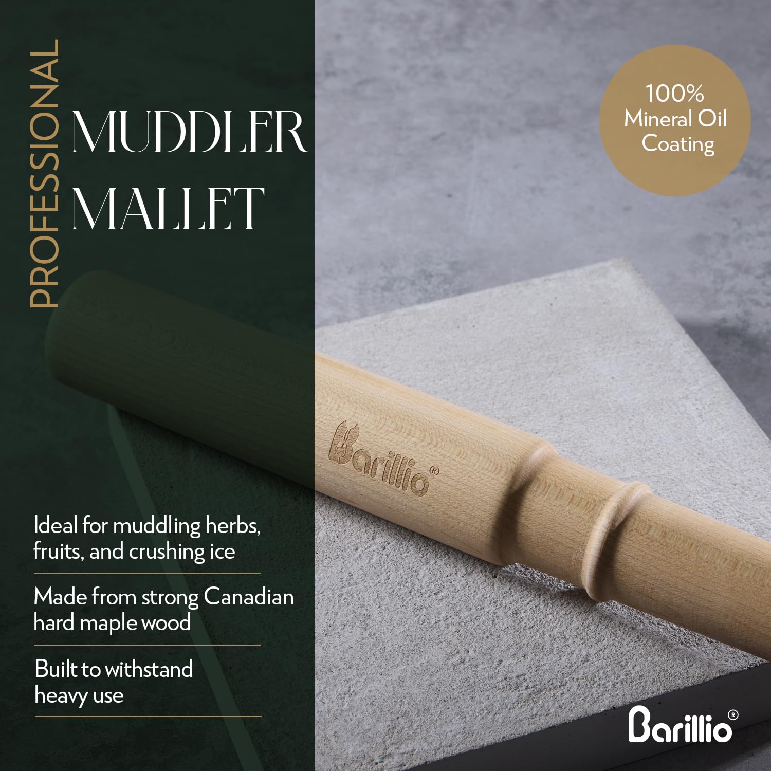 Barillio Drink Muddler Mallet and Lewis Bag Set