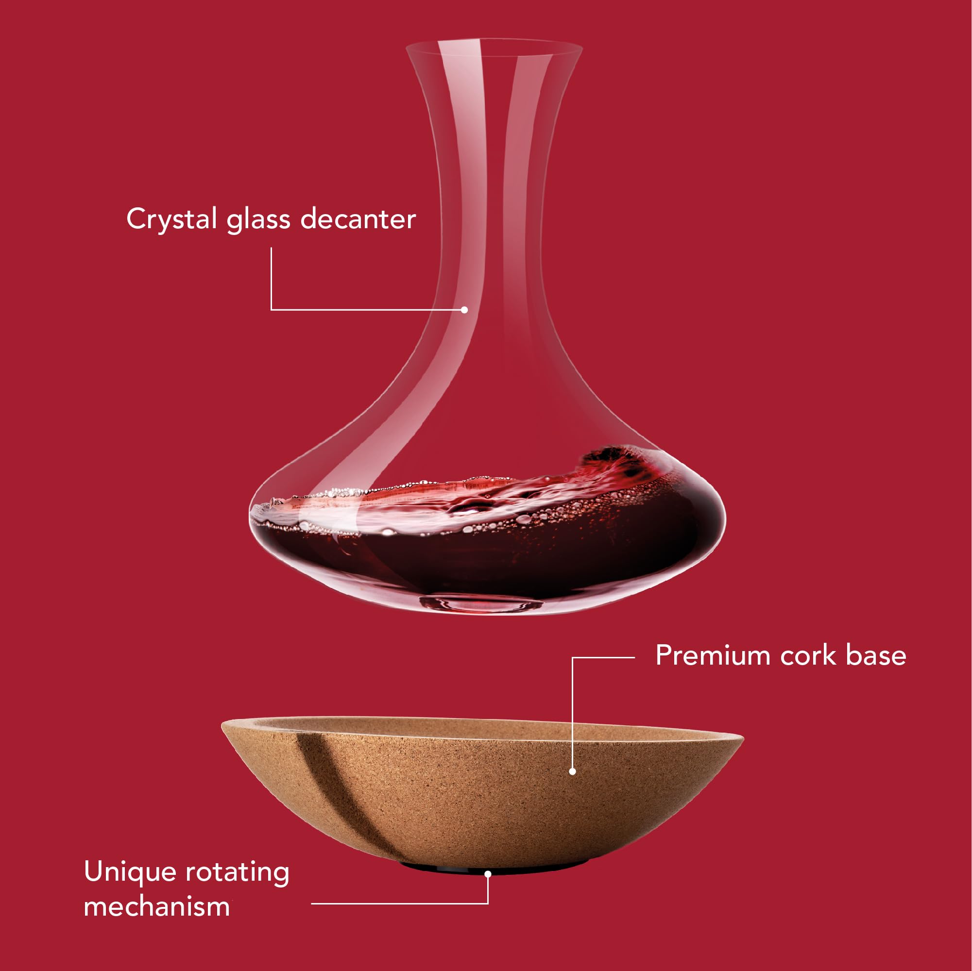 Vacu Vin Swirling Wine Decanter – Rotating Wine Aerator Carafe with Swirl Base