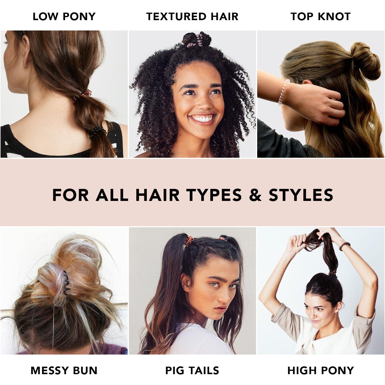 Kitsch Spiral Hair Ties for Women, Coil Hair Ties for Thick Hair