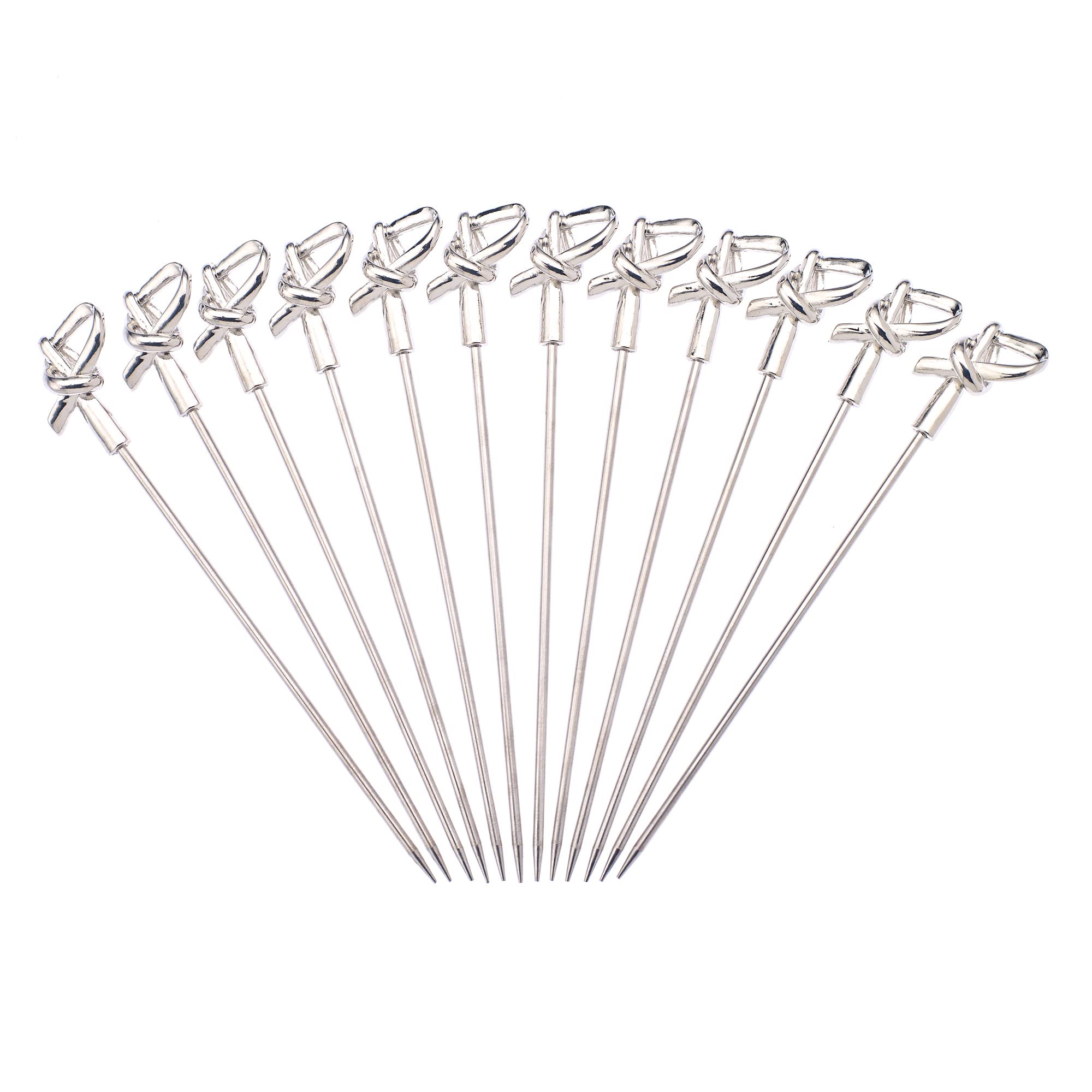 Barfly Cocktail Picks, Bamboo Knot, Stainless Steel - Set of 12