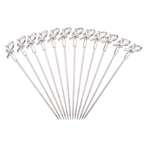 Barfly Cocktail Picks, Bamboo Knot, Stainless Steel - Set of 12