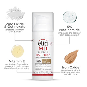 EltaMD UV Clear Tinted Sunscreen for Face, SPF 46