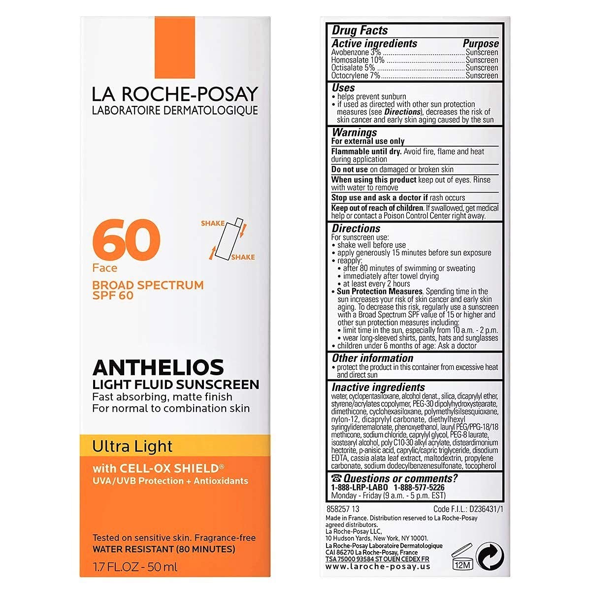 La Roche-Posay Anthelios Light Fluid Facial Sunscreen SPF 60