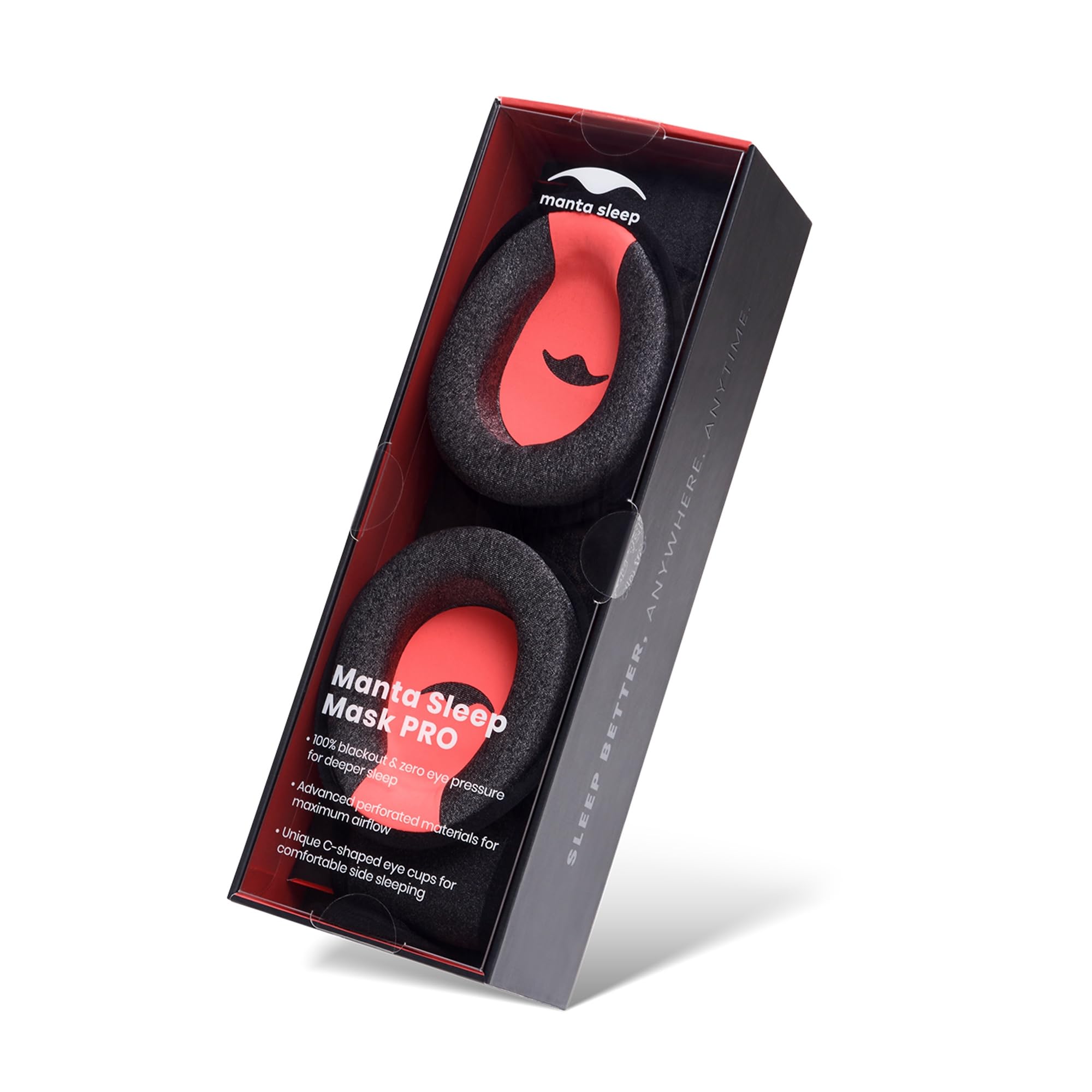 Manta Pro Sleep Mask - 100% Light Blocking Sleep Mask for Side Sleepers