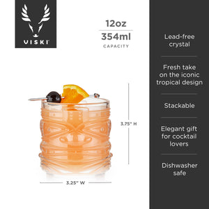 Viski Pacific Tiki Glasses Stackable Lowball DOF Tumblers Set of 2