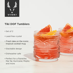 Viski Pacific Tiki Glasses Stackable Lowball DOF Tumblers Set of 2