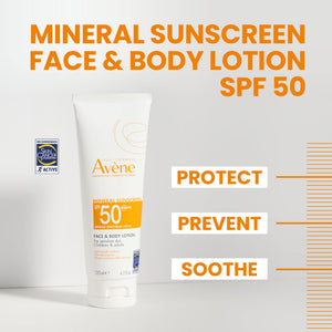 Avène Mineral Sunscreen Broad Spectrum SPF 50 Face and Body Lotion