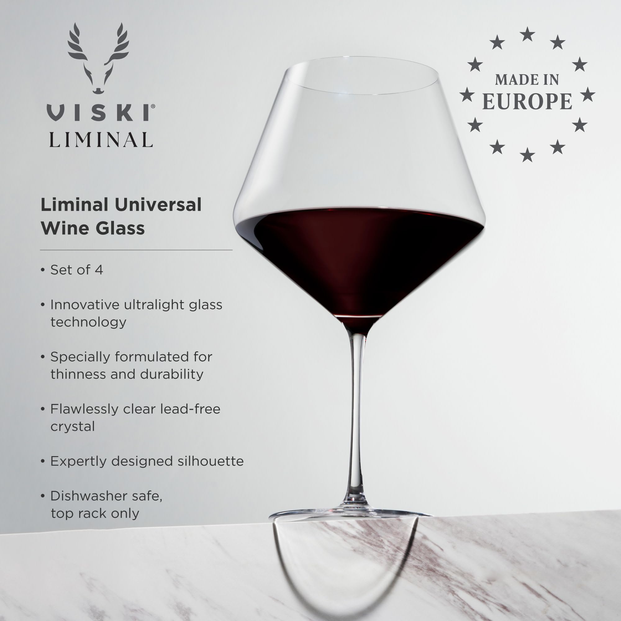 Viski Liminal Burgundy Crystal Wine Glass Set of 4
