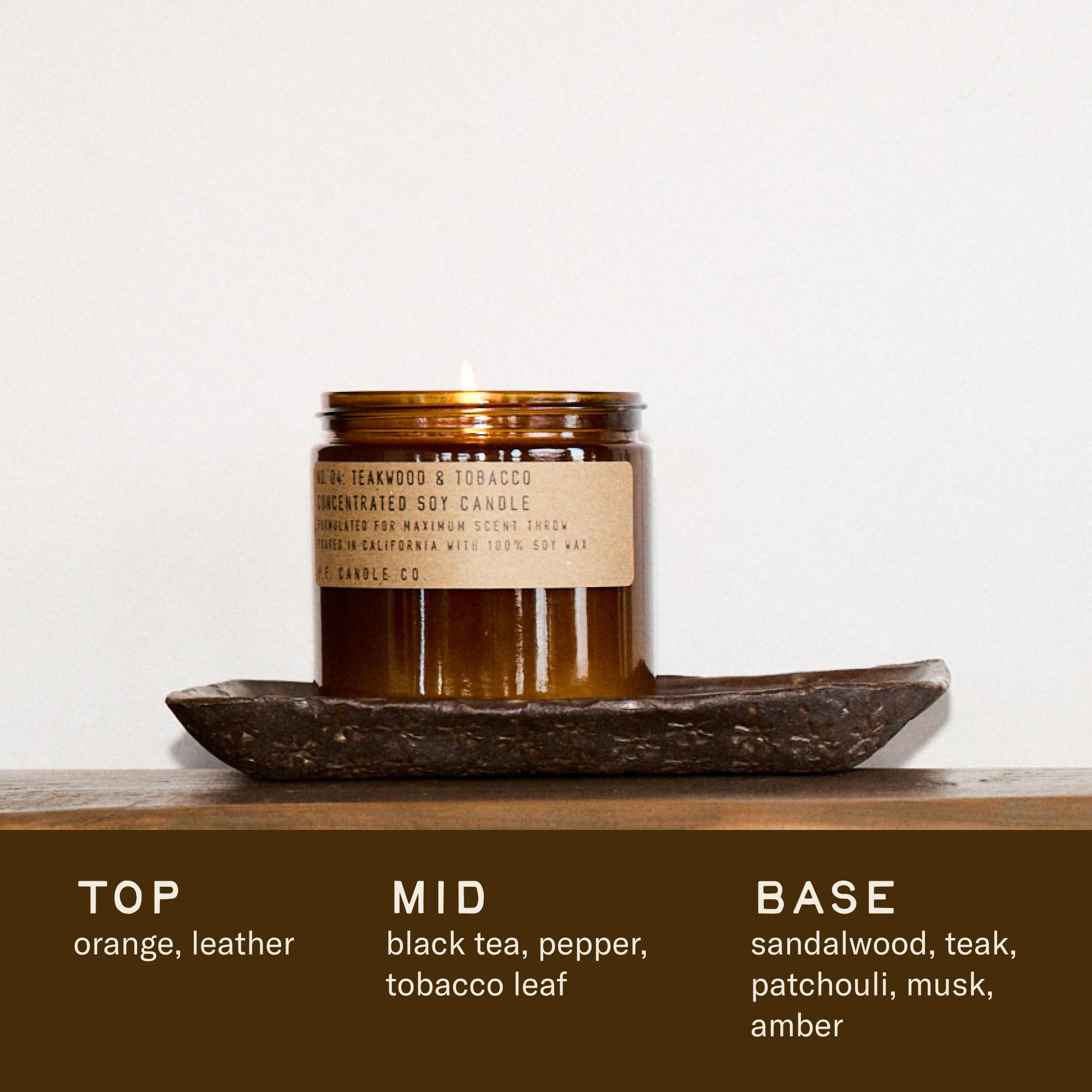 P.F. Candle Co. Teakwood & Tobacco Classic Large Concentrated Scented Soy Wax Candle