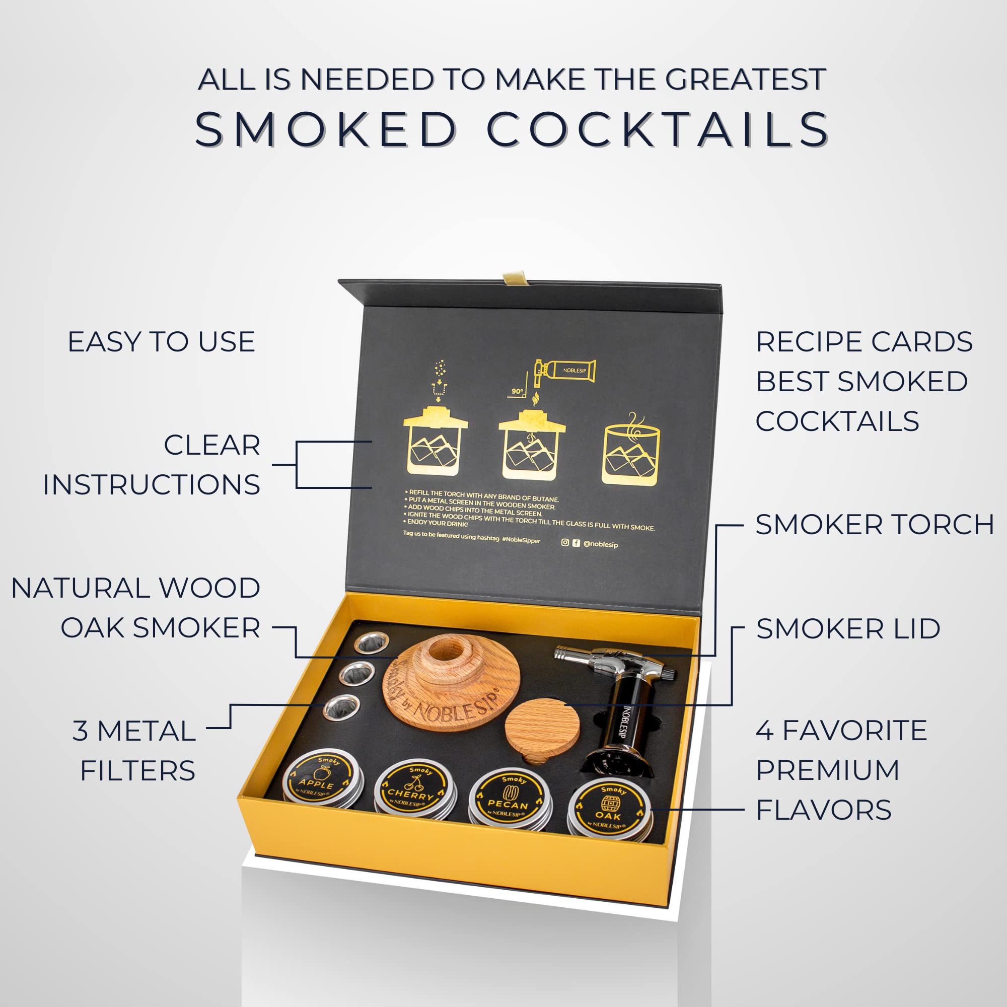 Old Fashioned Whiskey Smoker 𝗣𝗥𝗘𝗠𝗜𝗨𝗠 Kit - Smoky by NOBLESIP
