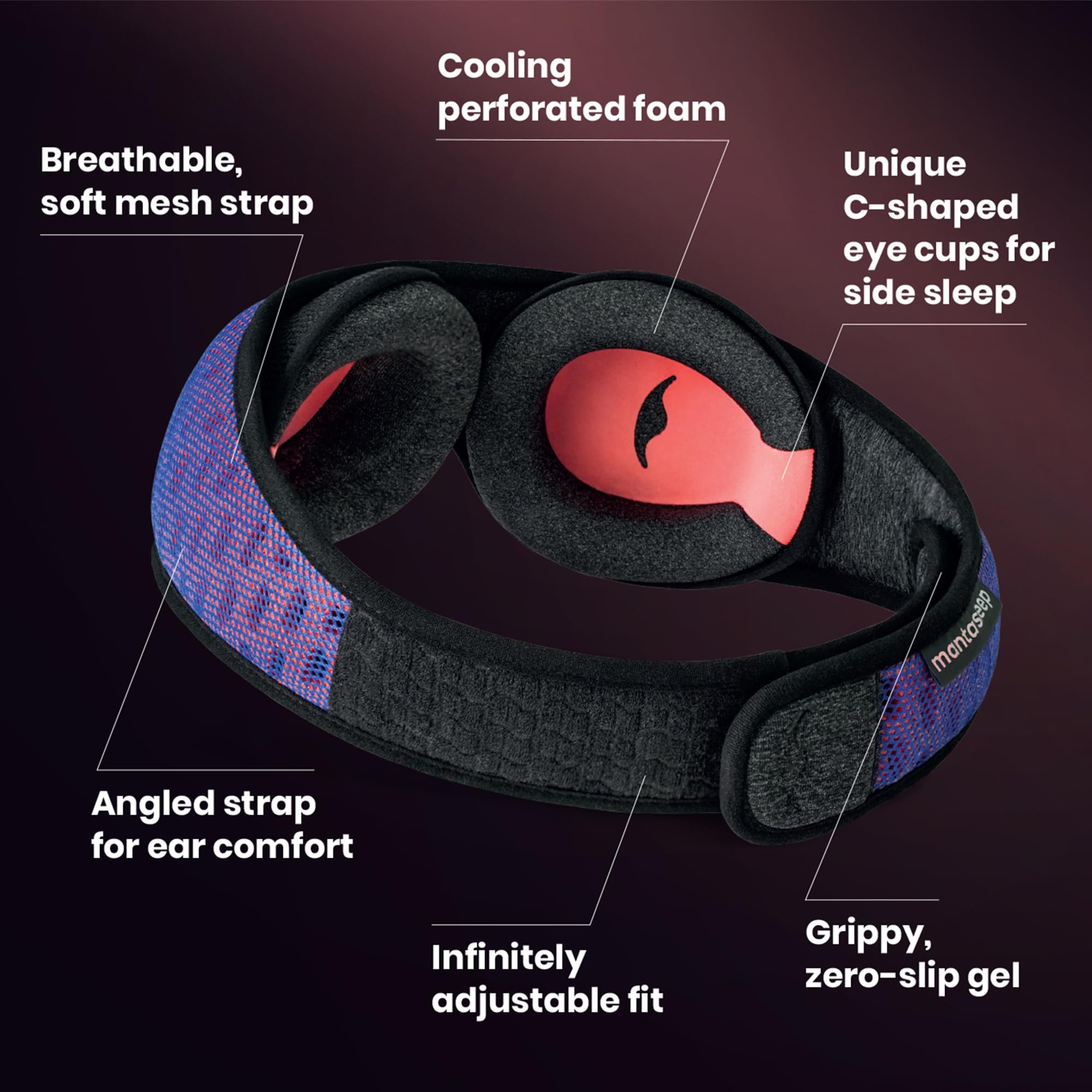 Manta Pro Sleep Mask - 100% Light Blocking Sleep Mask for Side Sleepers