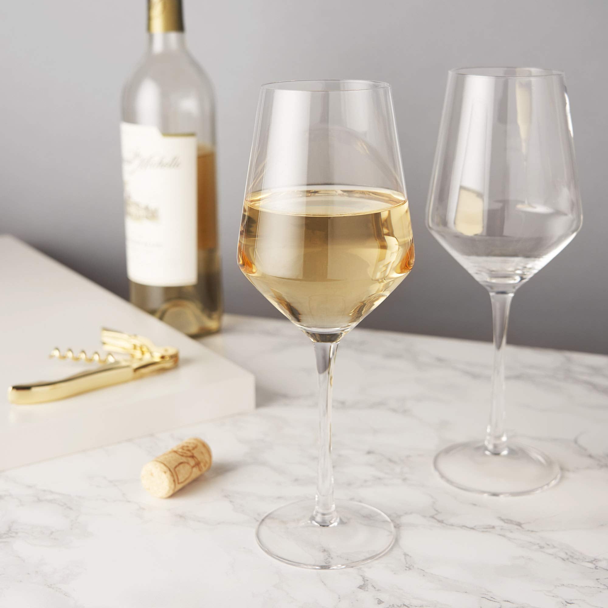 Viski Raye Angled Crystal Chardonnay Wine Glasses Set of 2
