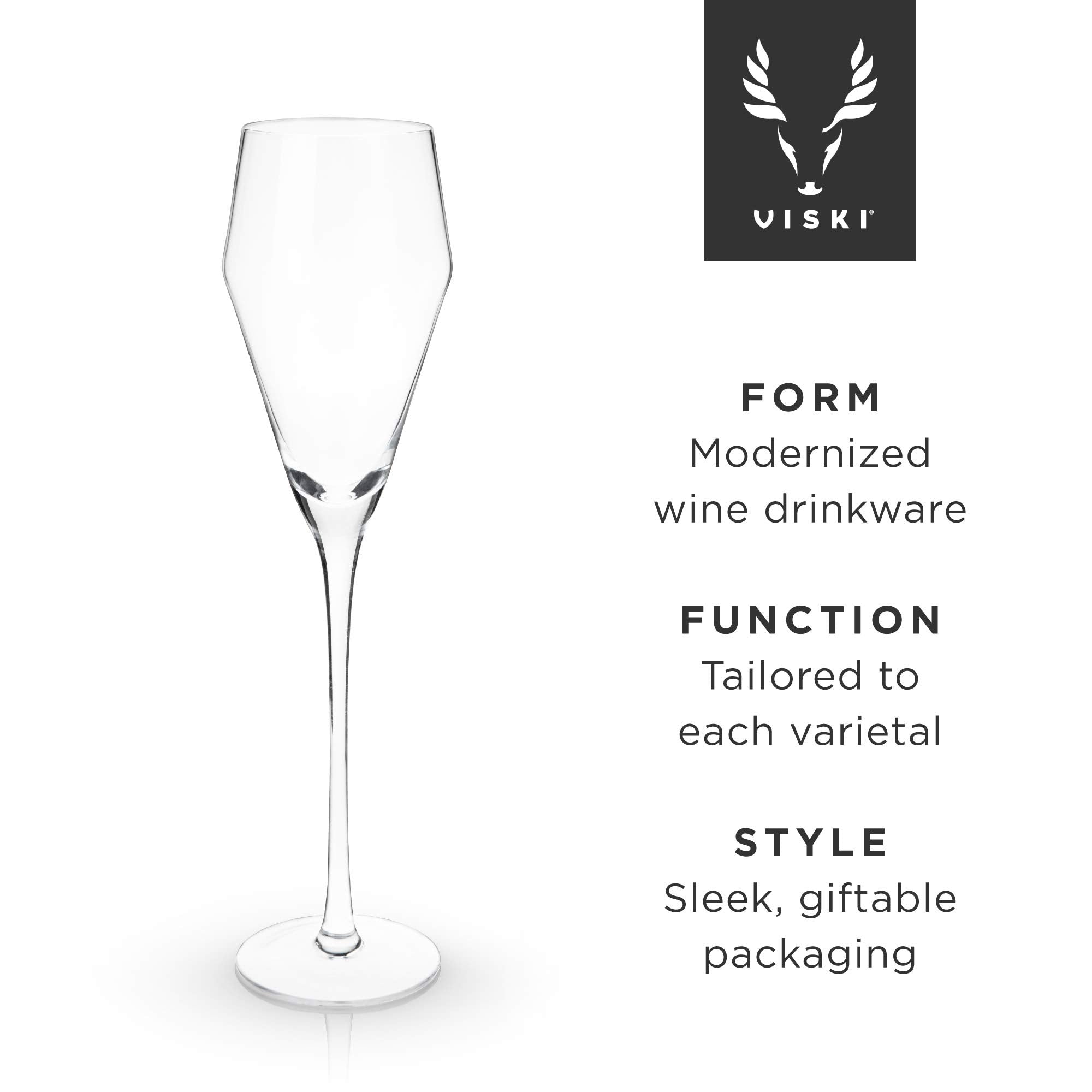 Viski Raye Angled Crystal Prosecco Glasses Set of 2