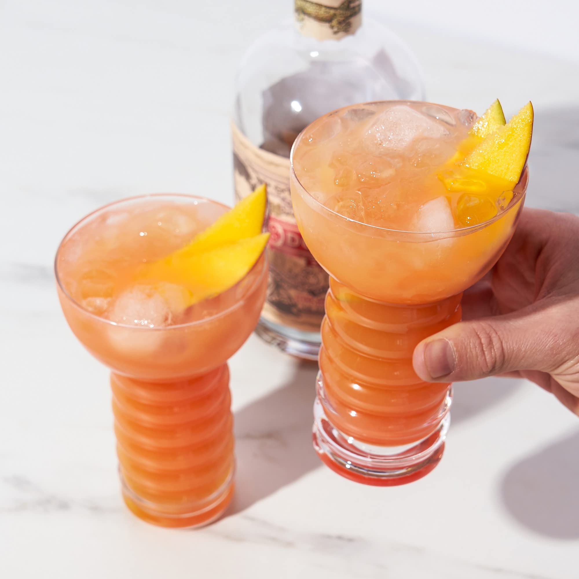 Viski Pacific Crystal Pearl Diver Tropical Tiki Tumbler Set of 2