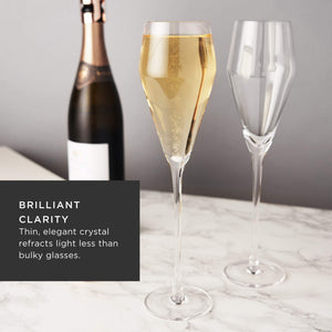 Viski Raye Angled Crystal Prosecco Glasses Set of 2