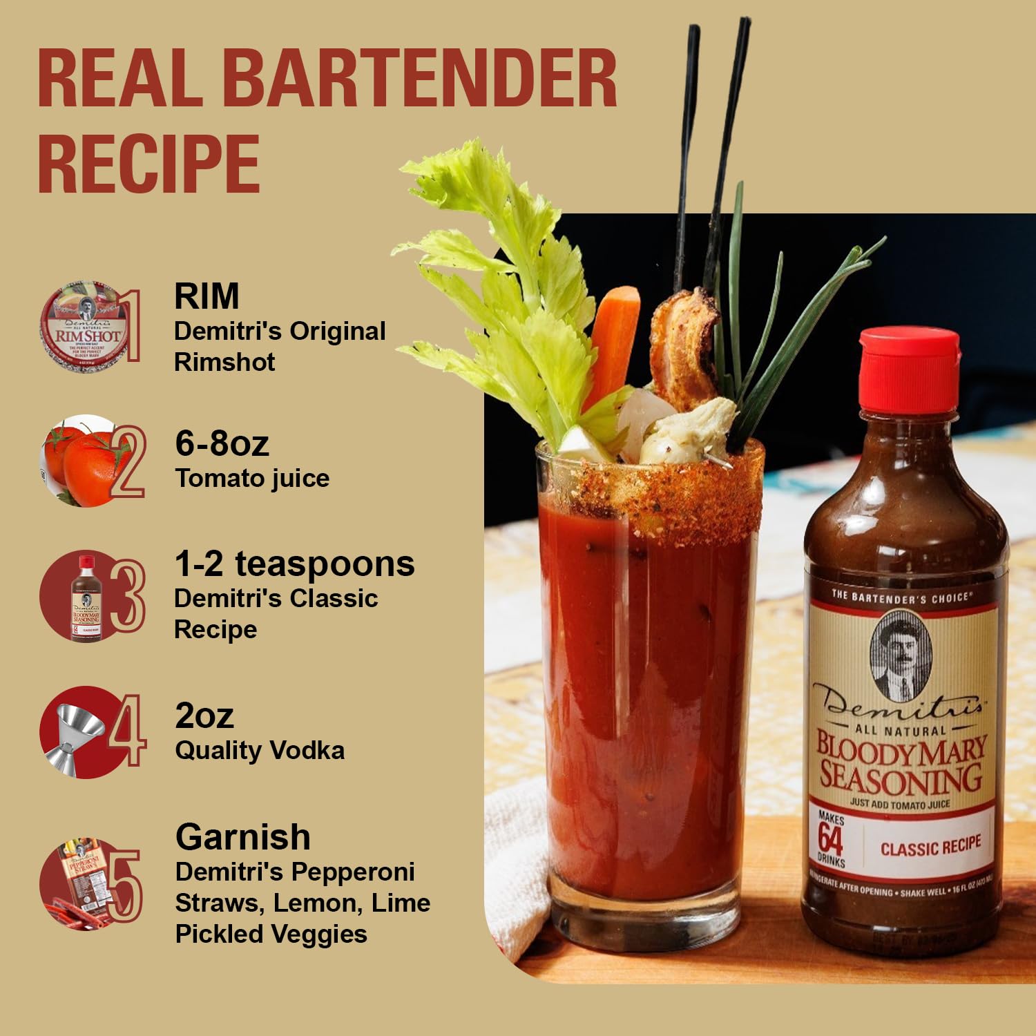 Demitri's Bloody Mary Seasoning Classic Recipe - Bloody Mary Mix