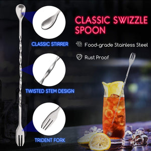 Hiware 10 Inch Stainless Steel Cocktail Muddler and Mixing Spoon Home Bar Tool Set