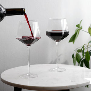 Viski Seneca Modern Wine Glasses - Long Stem Wine Glass Set of 2