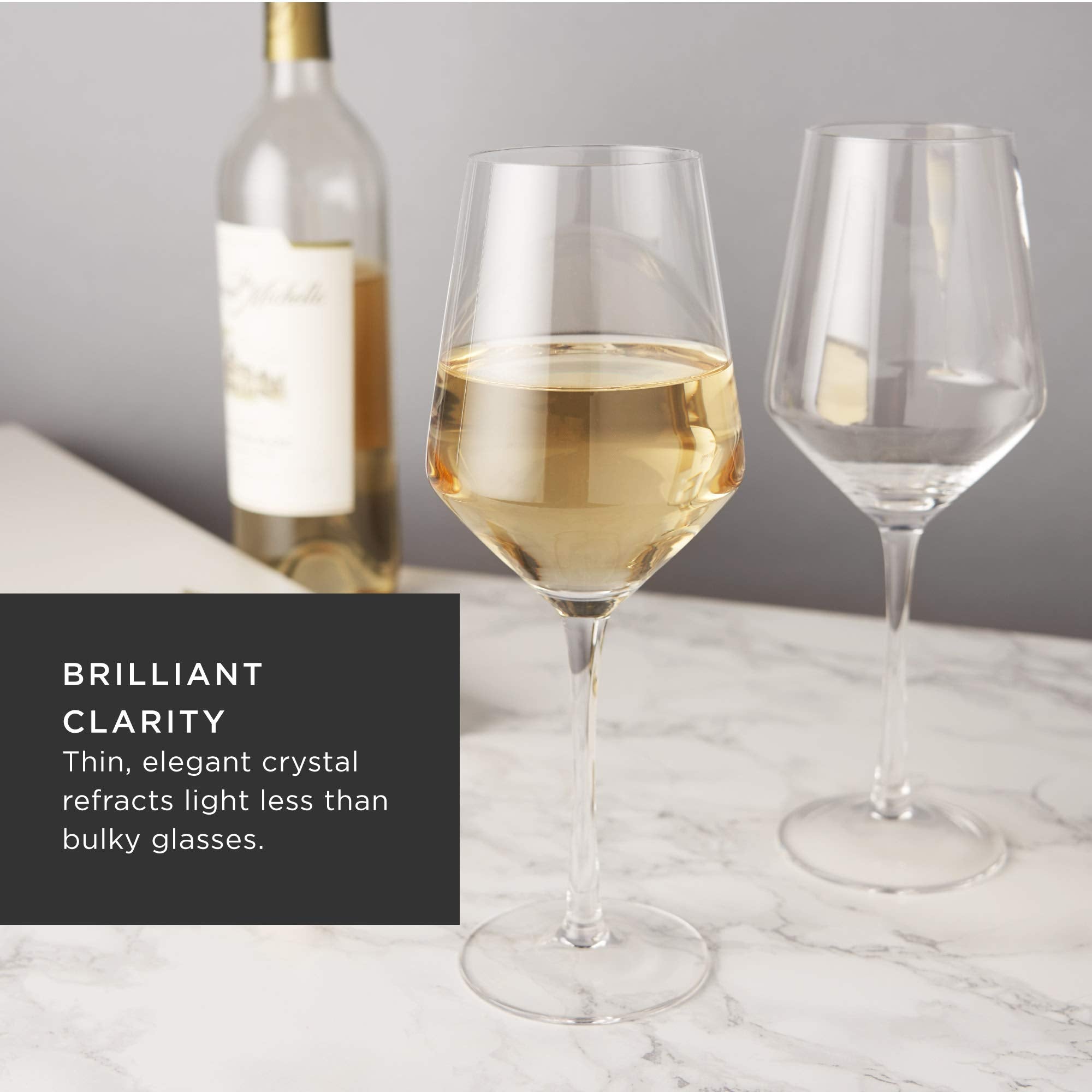 Viski Raye Angled Crystal Chardonnay Wine Glasses Set of 2