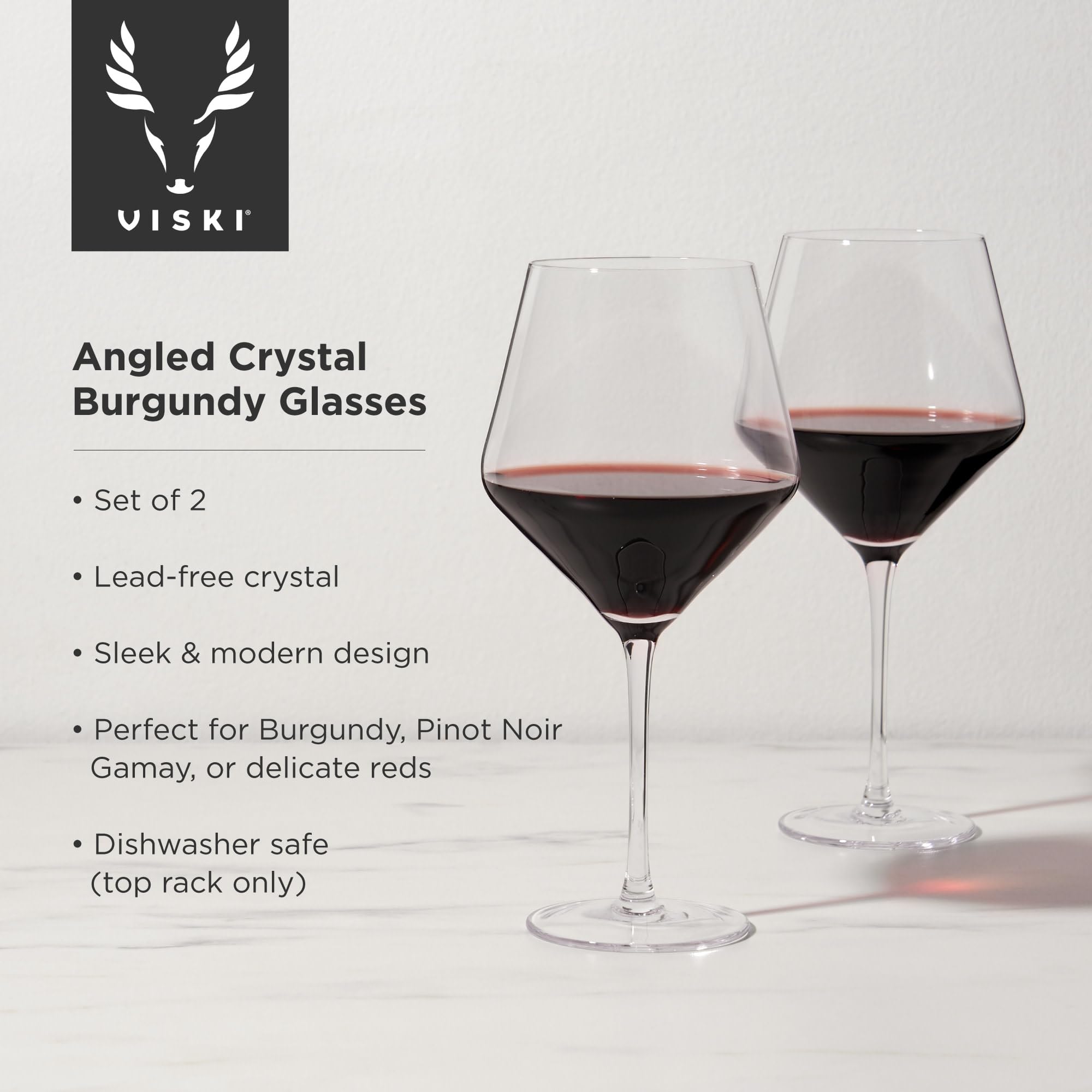 Viski Raye Angled Burgundy Glasses Set of 2