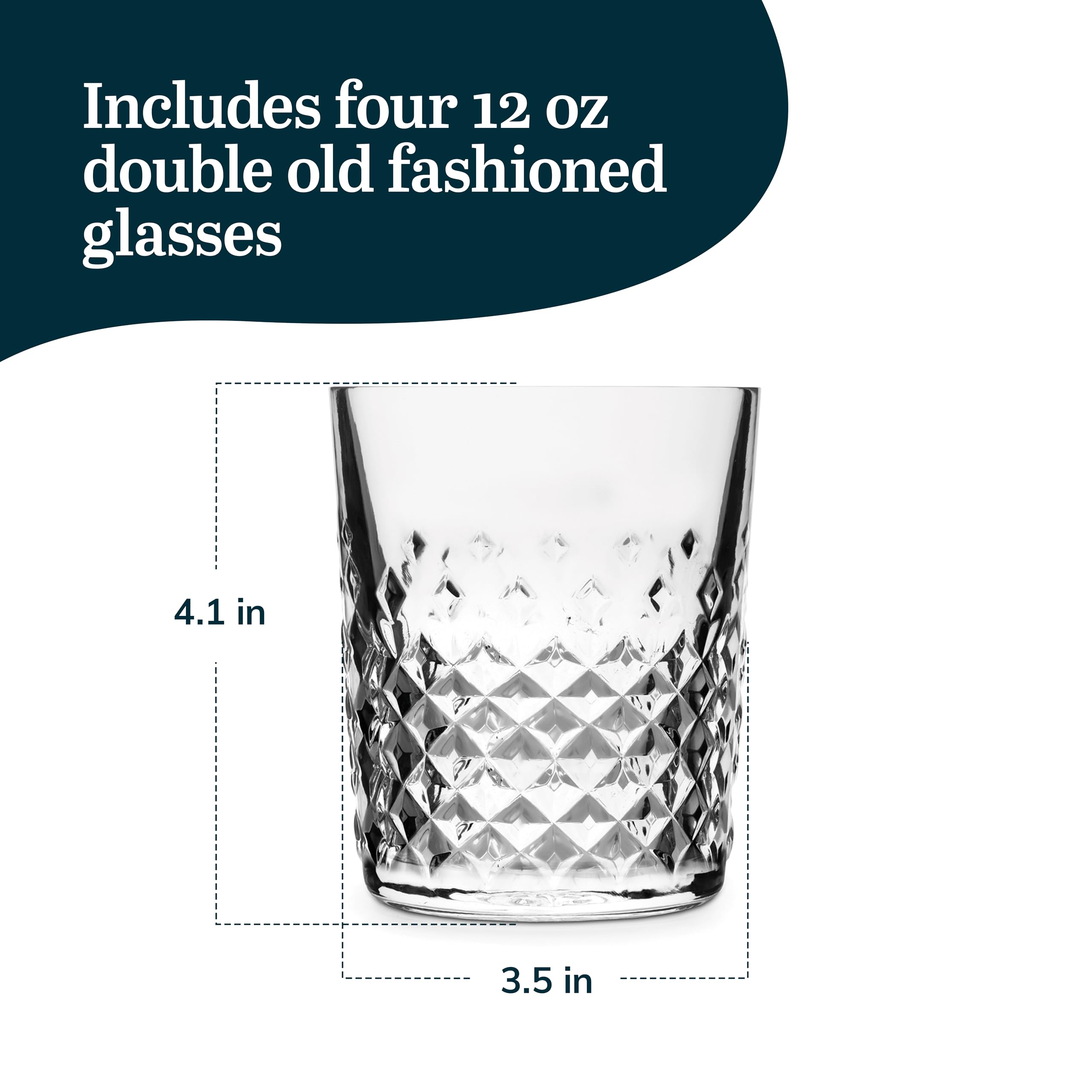 Libbey Carats Double Old Fashioned Glasses - Set of 4