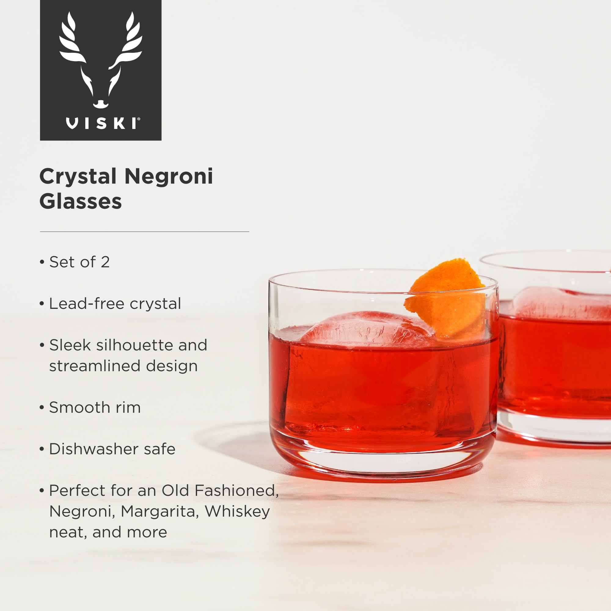 Viski Raye Crystal Negroni Glasses