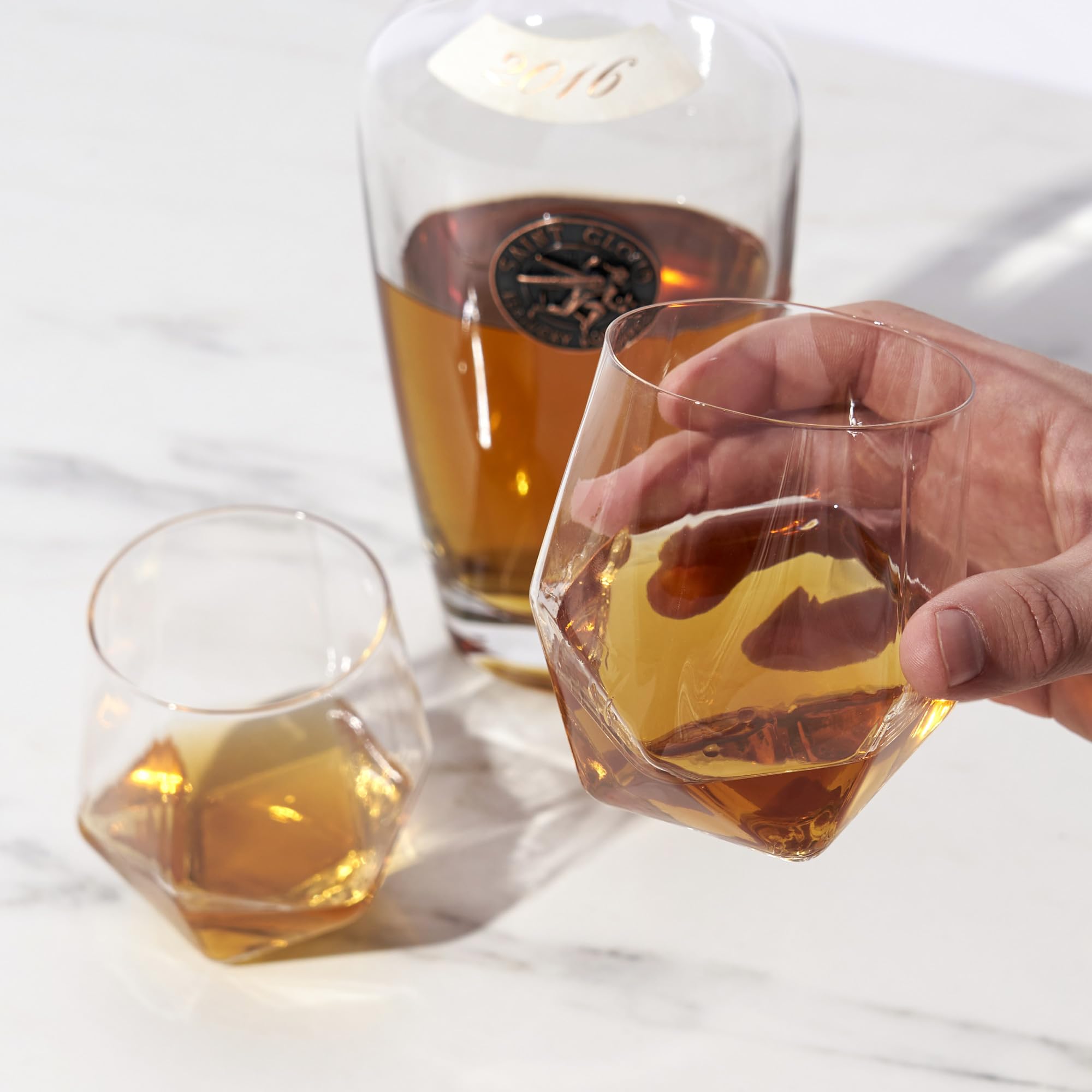 Viski Seneca Faceted Crystal Tumblers Set of 2