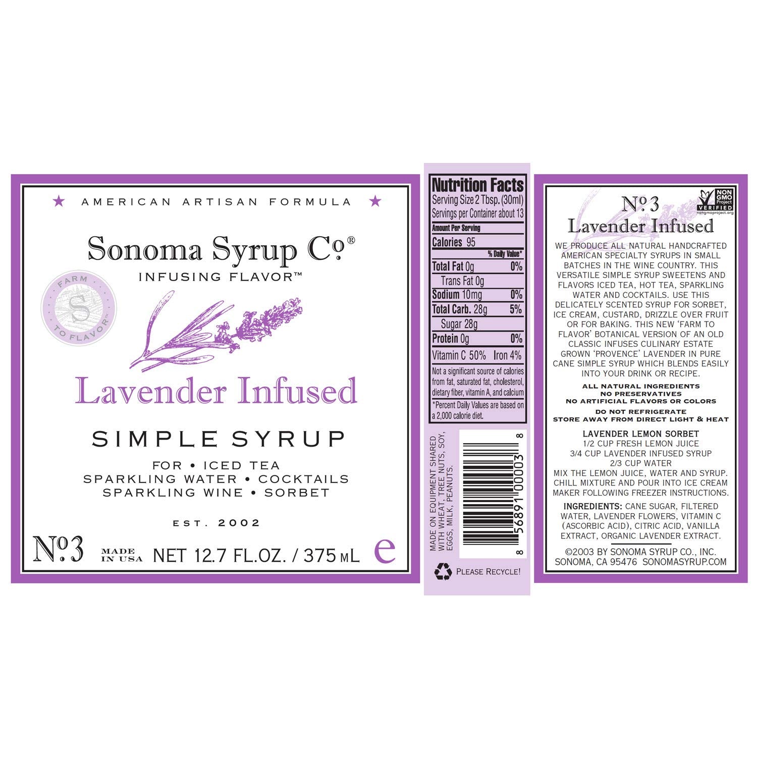 Sonoma Syrup Co Lavender Infused Simple Syrup