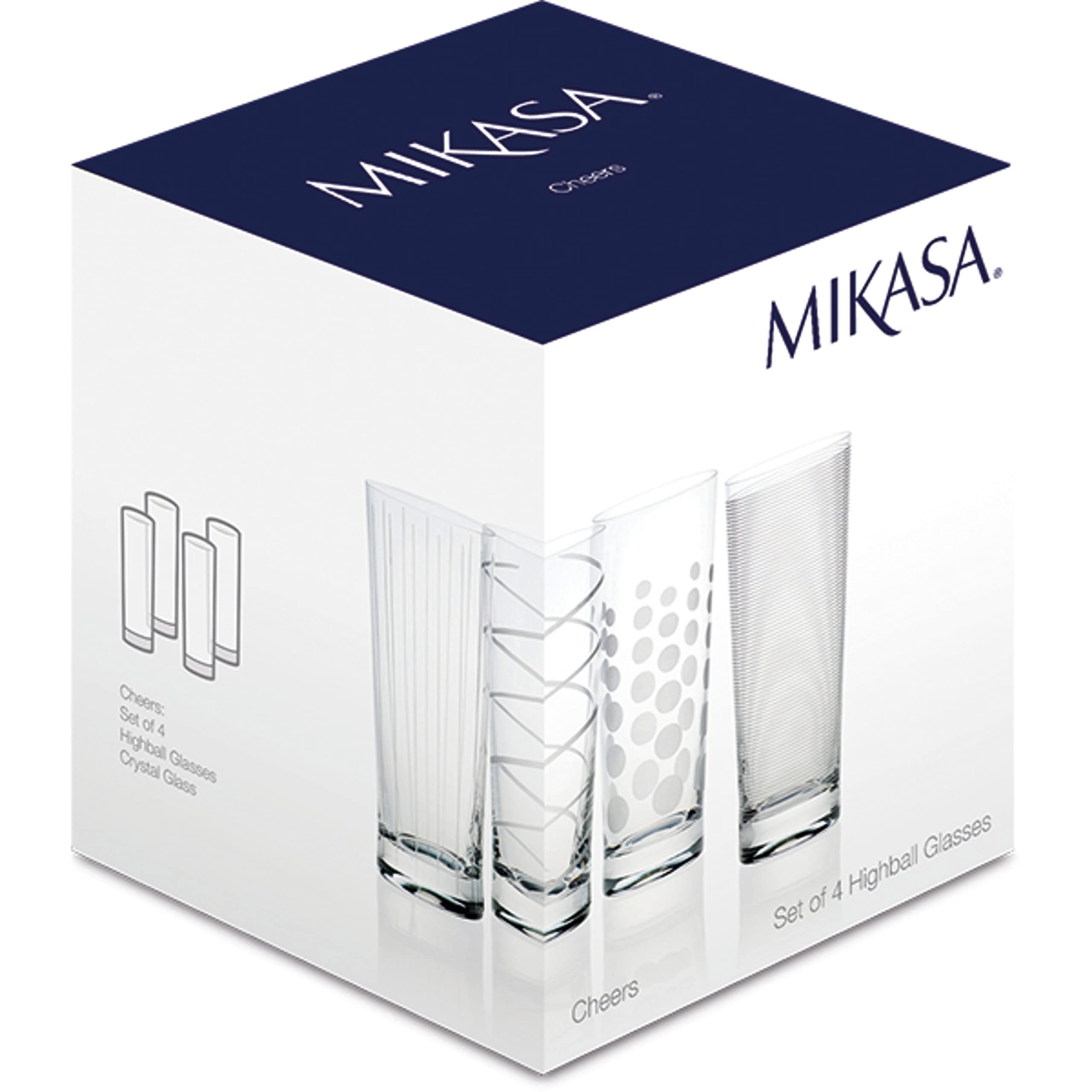 MIKASA 5159317 Cheers Set of 4 Crystal High Ball Tumbler Glasses